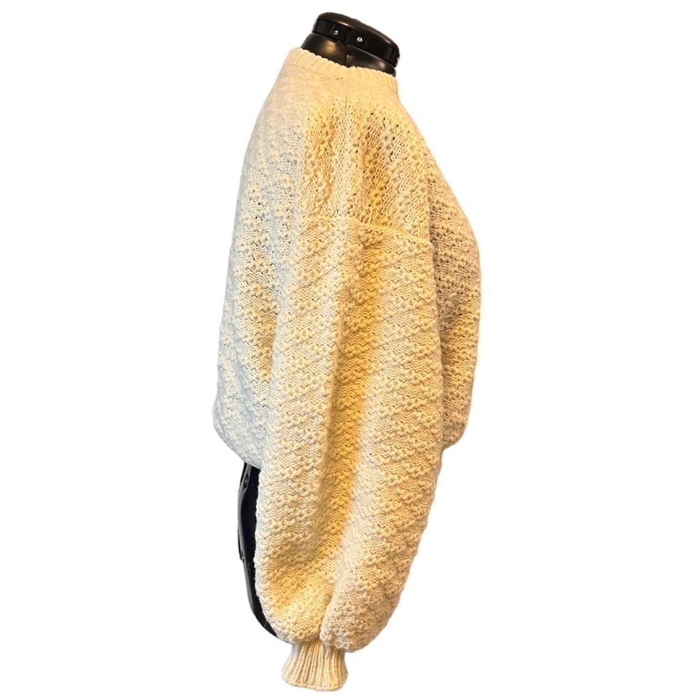 Hand Crafted Oversized & Slightly Cropped Cream Sweater with Balloon Sleeves - Picture 9 of 12